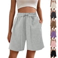 thumbnail image 1 of JoveMarine Women's Casual Wide Leg High Waisted Shorts - Slimming, Lightweight Drawstring, Comfy for Daily, Vacation, Hot Summer Days,Beige L, 1 of 6