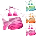 thumbnail image 1 of JoveMarine Women's Gradient Bikini Three-Piece Set Sexy Tie-Front Top & High-Waisted Bottoms with Matching Cover Up for Tropical Beach Getaway and Spring Break Saffron XL, 1 of 5