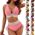 thumbnail image 1 of JoveMarine Women's High Waist Bikini Set V Neck Padded Swimsuit Two Piece Sexy Beach Bathing Suit with No Underwire Bathing Suit For Womens Swimsuits Light Blue S, 1 of 7