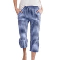 thumbnail image 1 of JoveMarine Women's Plaid Capris - Fashion Tartan Print Elastic Waistband with Pockets Loose Casual Cropped Pants for Daily Work, Comfy,Blue M, 1 of 7