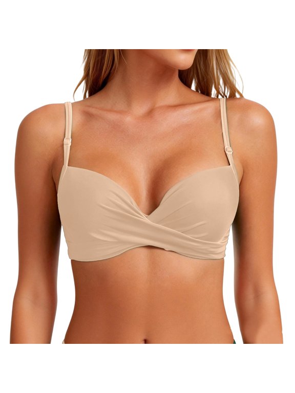 Women's Push-Up Bikini Set, Sexy Two-Piece Swimwear with Enhanced Lift for Beach Vacation, Flattering Bikinis for Women,Beige S