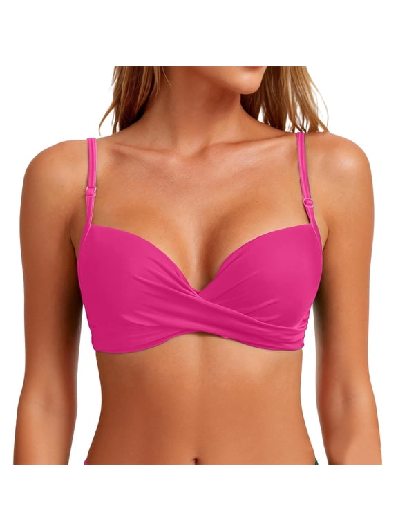 Women's Push-Up Bikini Set, Sexy Two-Piece Swimwear with Enhanced Lift for Beach Vacation, Flattering Bikinis for Women,Hot Pink S