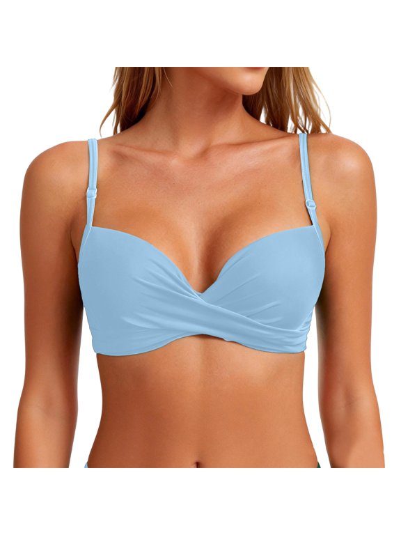 Women's Push-Up Bikini Set, Sexy Two-Piece Swimwear with Enhanced Lift for Beach Vacation, Flattering Bikinis for Women,Sky Blue XL