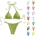 thumbnail image 1 of JoveMarine Women's Sexy Halter Tie Bikini Set Two-Piece Swimsuit with Removable Padded Cups & Wire-Free Design for Summer Beach and Pool Party Light Green M, 1 of 5