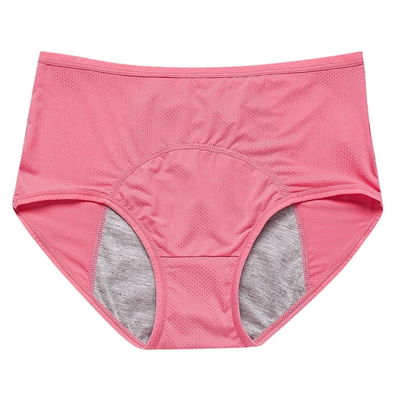 JoveMarine Women's Underwear Period - High Waist Mesh Panty, Leak Proof Menstrual Underwear, Breathable Protective Brief for Heavy Flow and Incontinence,Watermelon Red Large
