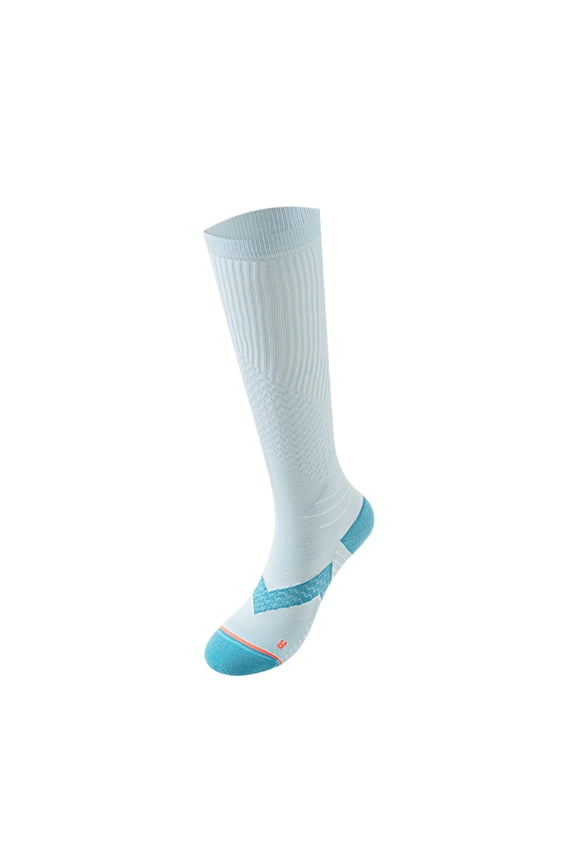 Womens High Calf Compression Socks Thin Breathable Towel Bottom for Jump Rope Running Sports Performance,Light Blue One Size