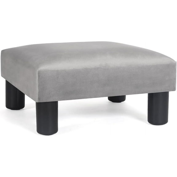 Joveco 15'' Small Foot Rest Stool Ottoman- Upholstered Footstool and Ottomans Small Footrest for High Beds- Lightweight and Portable, Light Gray