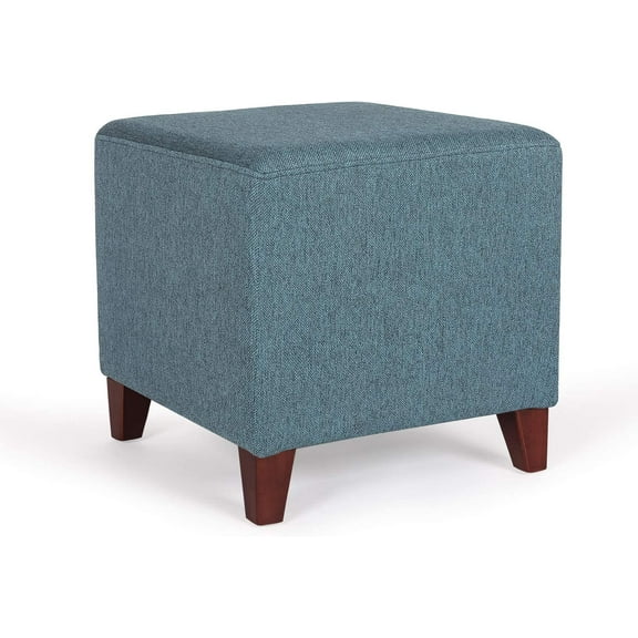 Joveco 16" Cube Ottoman Foot Stool Square Fabric Foot Rest Seat with Wood Legs (Blue)