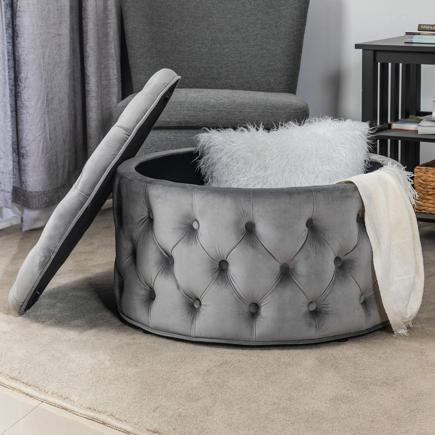 Velvet Footrest Stool Ottoman Pleated Round Modern Upholstered Vanity Footstool Side Table Seat Dressing Chair 4 Golden Metal Legs Brown Storage Velvet Footrest Stool Ottoman Pleated Round Modern Upholstered Vanity Footstool Side Table Seat Dressing Chair 4 Golden Metal Legs Brown Storage