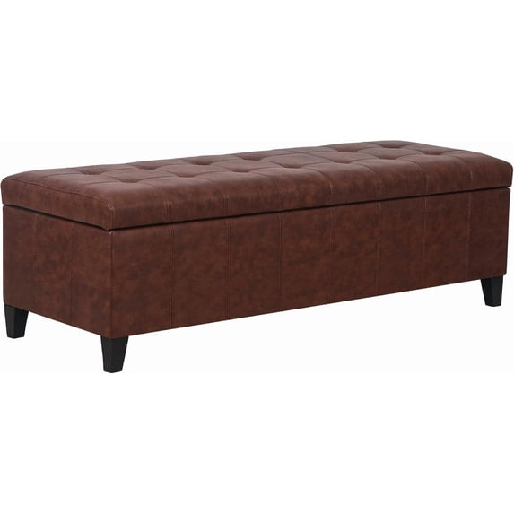 Joveco 51 Inch Storage Ottoman Bench,Tufted Leather Storage Bench for ...