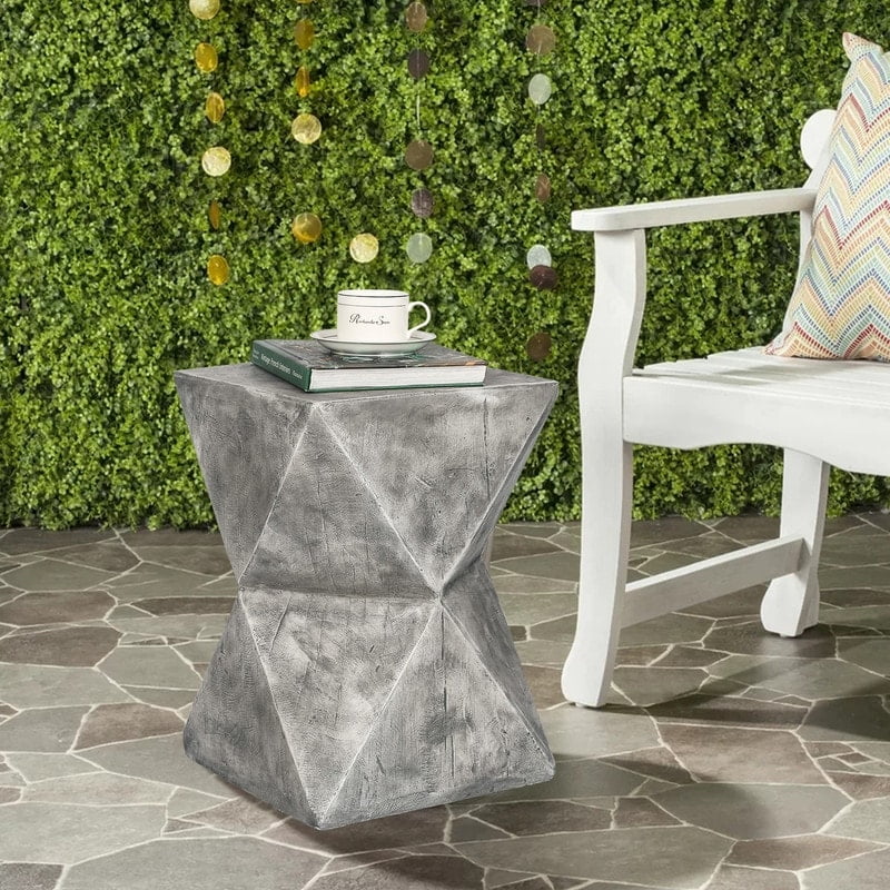 Joveco Outdoor Concrete Side Table, Weatherproof Patio Accent End Table ...