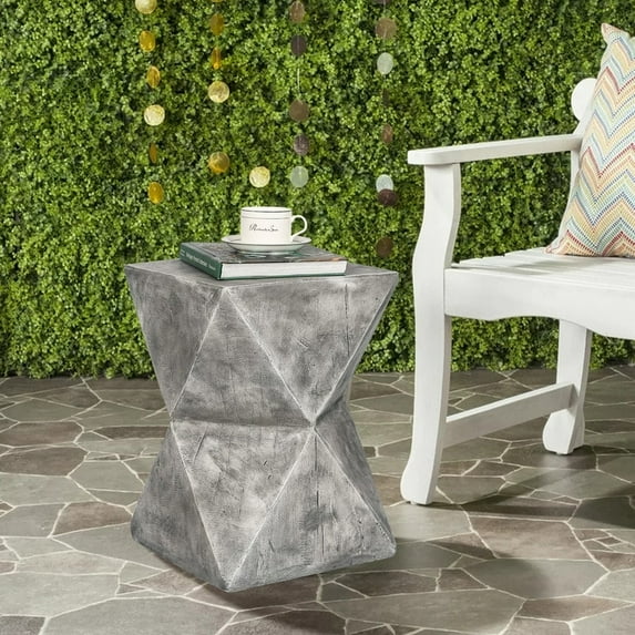 Joveco Concrete Side Tables,Patio Accent Table,Weatherproof Outdoor End Table,Gray