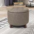 thumbnail image 1 of Joveco Fabric Button Tufted Round Storage Ottoman Stool Foot Rest Khaki, 1 of 9