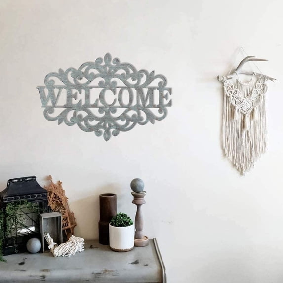 Joveco Metal Welcome Sign Cast Iron Welcome Sign Wall Decor