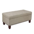 thumbnail image 1 of Joveco Rectangular Tufted Lift Top Storage Ottoman Bench Footstool with Solid Wood Legs, Rusty Brown, 1 of 6