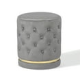 thumbnail image 1 of Joveco Round Velvet Ottoman Footstool, Modern Upholstered Button Tufted Footrest Vanity Stool, Grey, 1 of 4