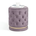 thumbnail image 1 of Joveco Round Velvet Ottoman Footstool, Modern Upholstered Button Tufted Footrest Vanity Stool,Purple, 1 of 5