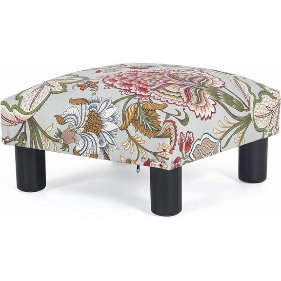 Joveco Small Foot Rest Stool Ottoman, 15" Fabric Square Footstool Upholstered Footrest for Chair, Under Desk, Office, Living Room, Boho Floral