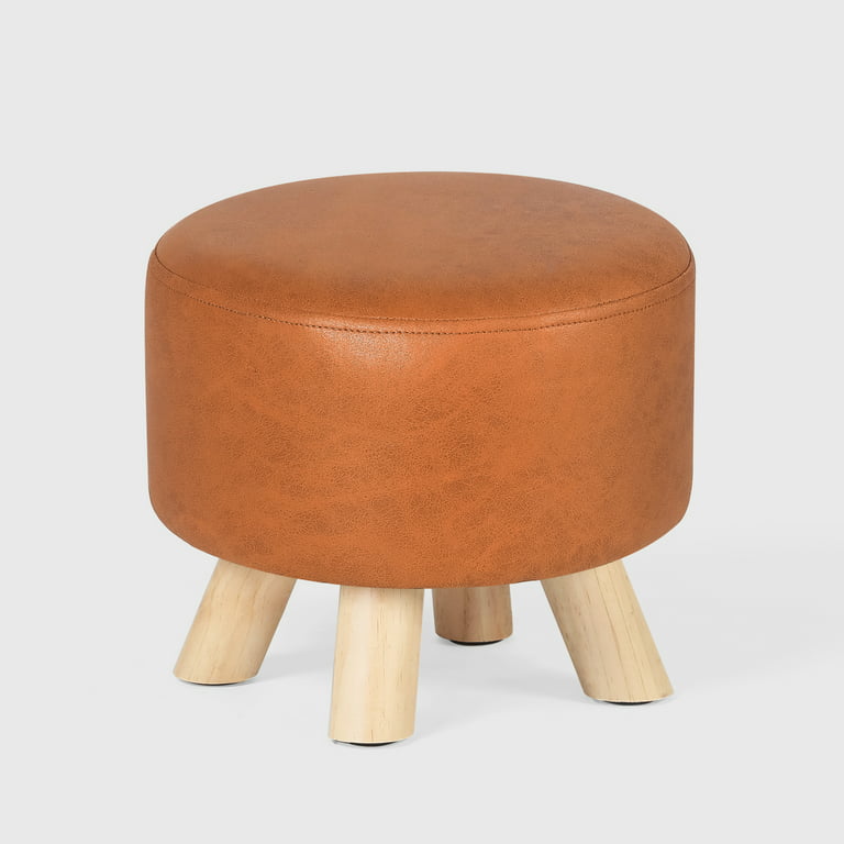 NEW Truffle Brown 19-29 Cm Tall Small Foot Stool With Button/ Upholstered Footstool  Low Stool for Father Mother Gift Idea Handmade Footstep 