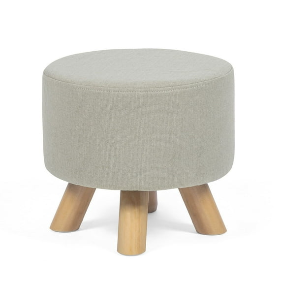 Joveco Small Ottoman Fabric Footrest with Wood Legs Foot Stool for Living Room Bedroom, Beige