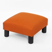 Joveco Small Ottoman Accent Footstool with Plastic Legs Foot Rest Cuboid Footrest, Dynamic Orange