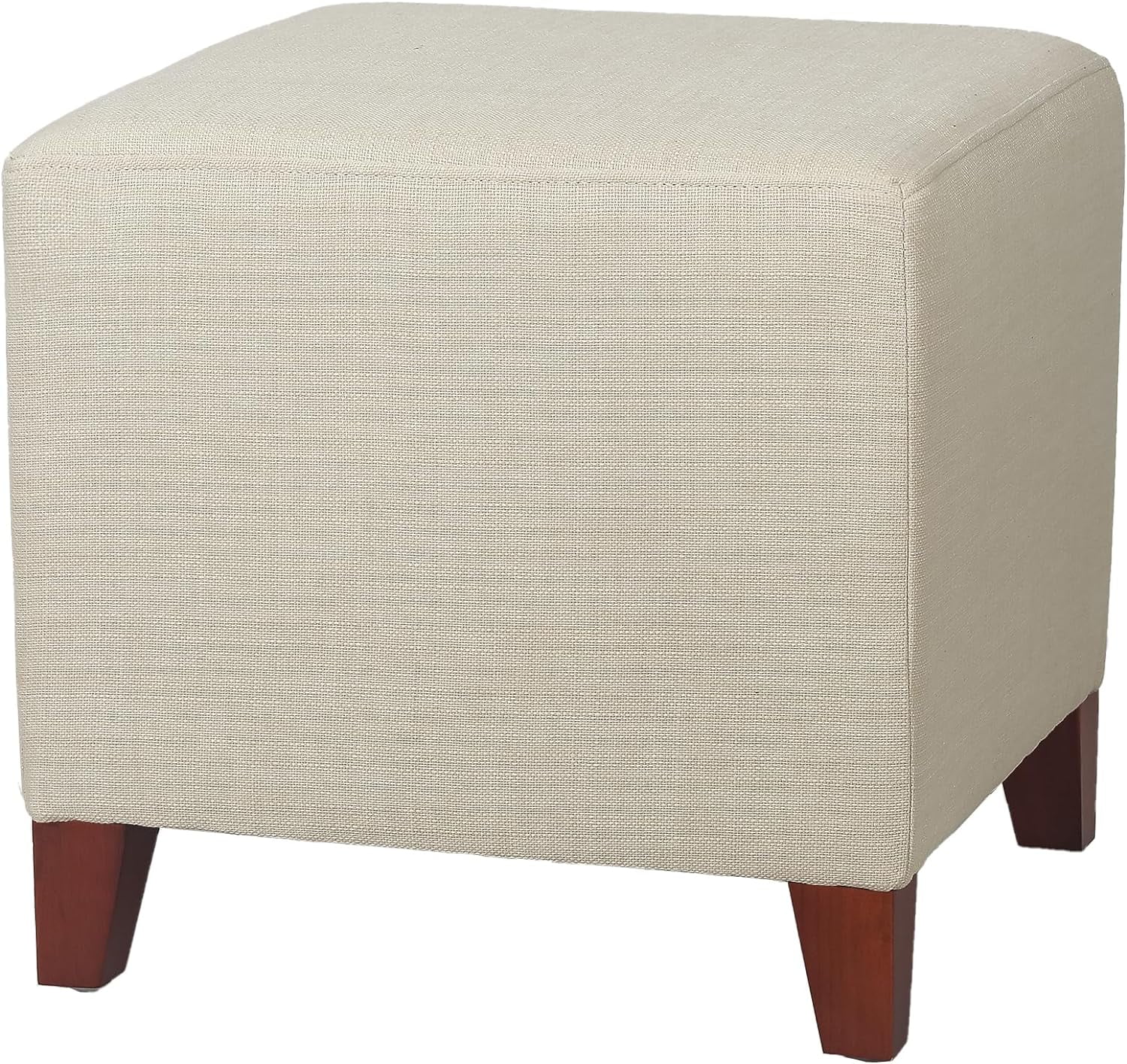 Joveco Square Ottoman Linen Cube Foot Rest Stool with Wooden Legs ...