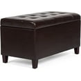 thumbnail image 1 of Joveco Storage Ottoman Bench, 33 Inches Faux Leather Rectangle Tufted Foot Stool for End Foot of Bed, Bedroom, Living Room, Brown, 1 of 6