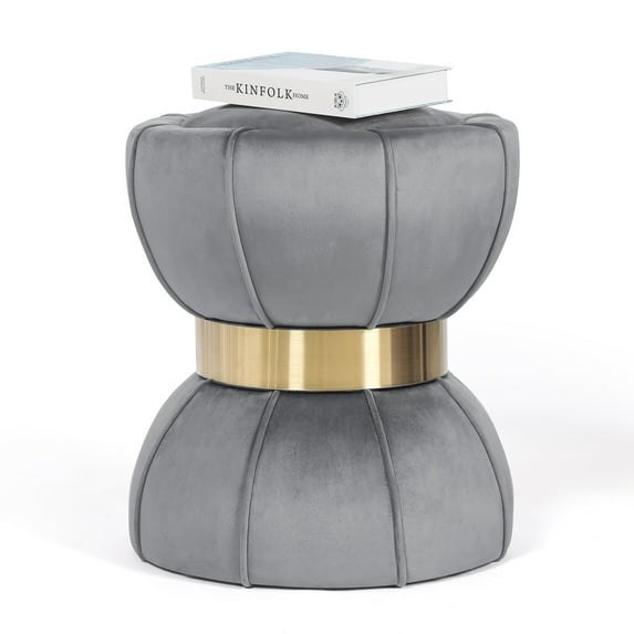 Joveco Vanity Stool Chair,Modern Foot Stool Ottoman,Home Multifunctional Luxury Ottoman For Living Room and Bedroom,Gray