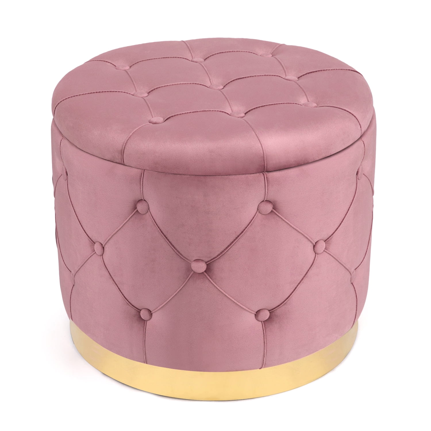 Joveco Velvet Storage Ottoman Footrest Stool 18.9