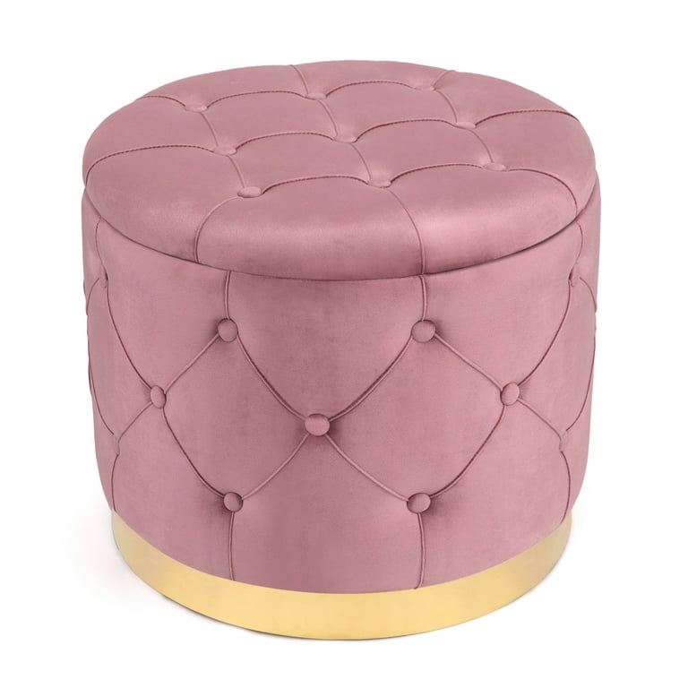 Joveco Velvet Storage Ottoman Footrest Stool 18.9