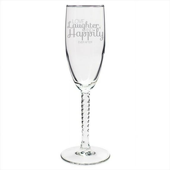 Jovely JOV800-4A Love Laughter Engraved Champagne Flute With Twisted Stem, Set of 48
