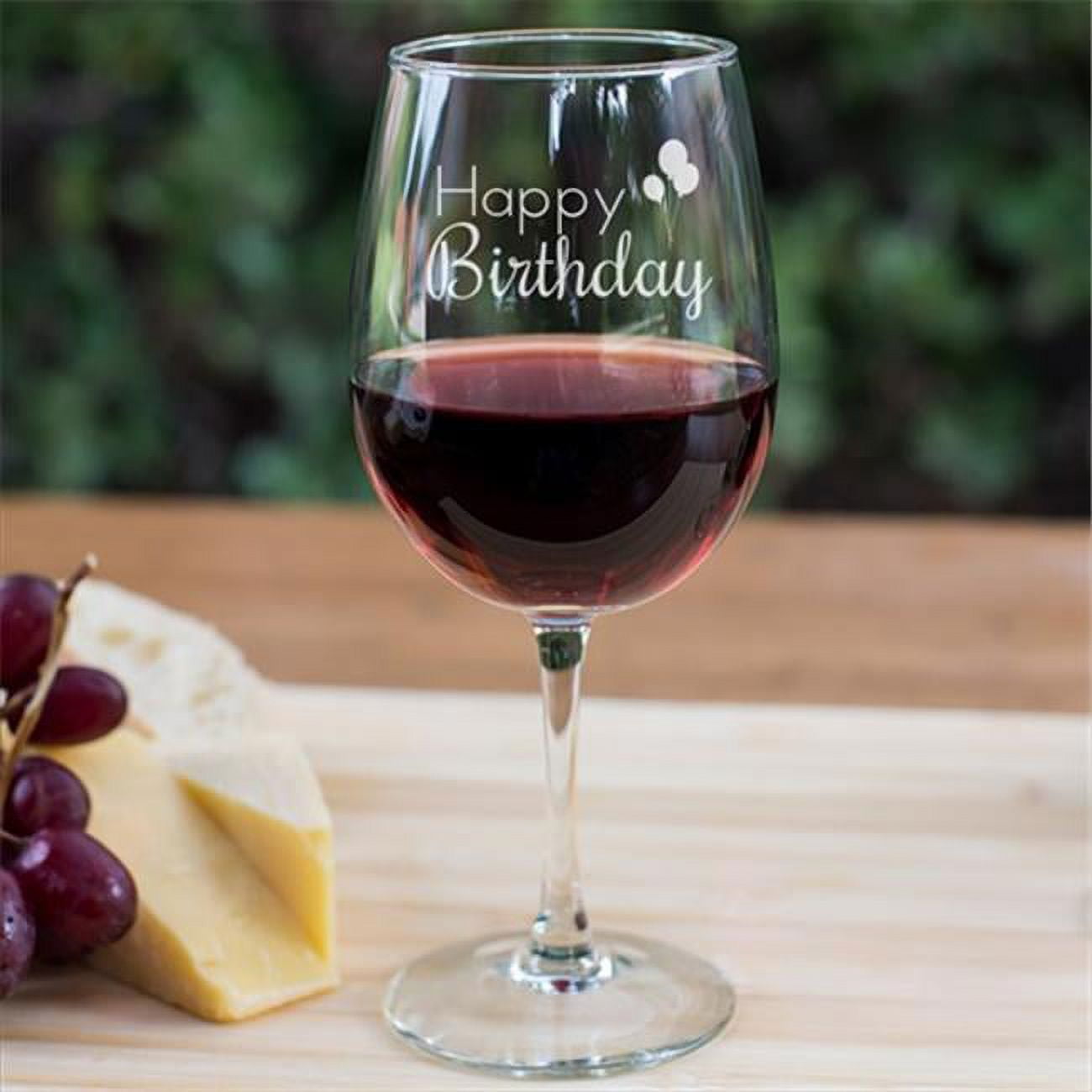 Jovely JOV8116C Engraved Goblet Wine Glass, Happy BirthdayBalloons