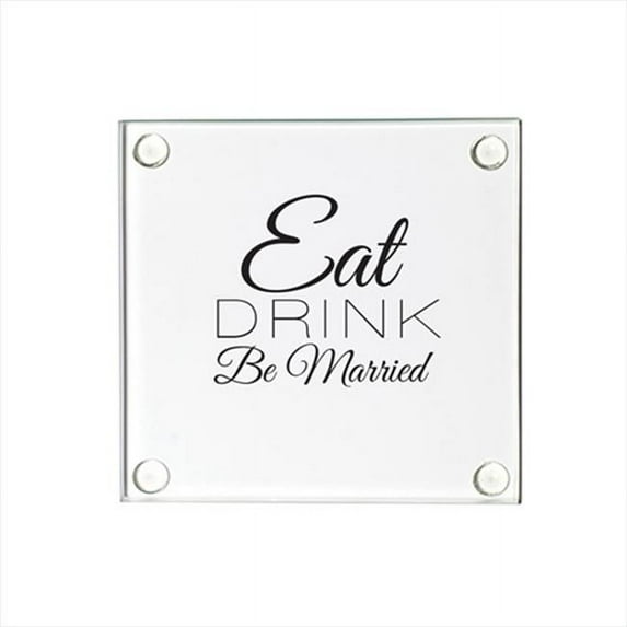 Jovely JOV815-1A Eat Drink Be Married Glass Coaster, Set of 48