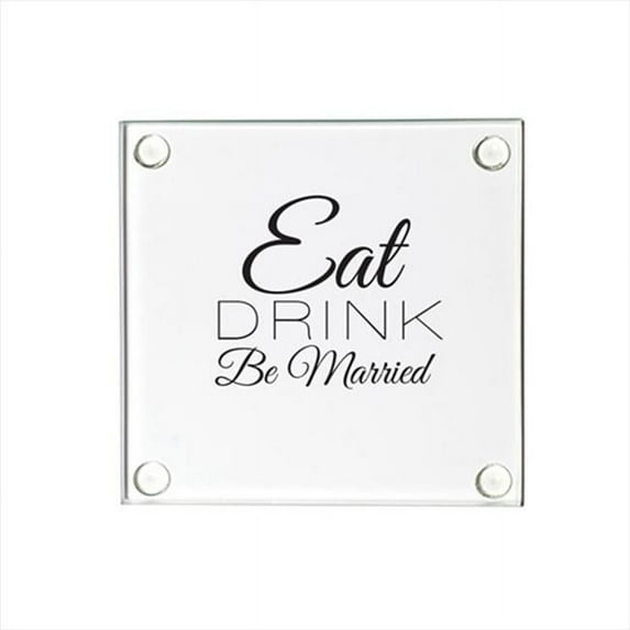 Jovely JOV815-1B Eat Drink Be Married Glass Coaster, Set of 72