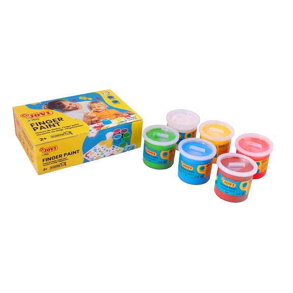 Jovi Finger Paint for Children Aged 2 Years and up, Good Coverage, Creamy Consistency, Harmless Ingredients, 6 Colours 125 ml Each
