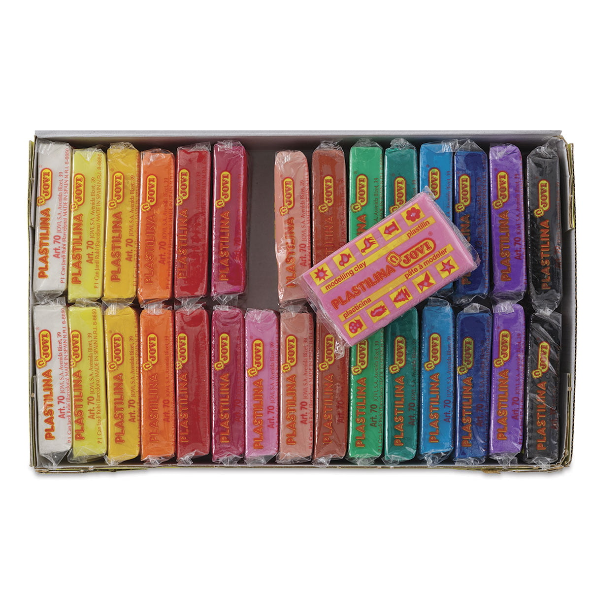 Jovi Plastilina Reusable & Non-Drying Modeling Clay; 1.75 Oz. Bars, Set of  30, 5 Each of 6 Pastel Colors, Perfect for Arts & Crafts Projects