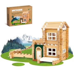 Jovi-Mindly&Notchies 107 Pcs Wooden Building Blocks STEM Learning Creative Construction Toys with Storage Bags for Kid Age 4+, FSC Certified