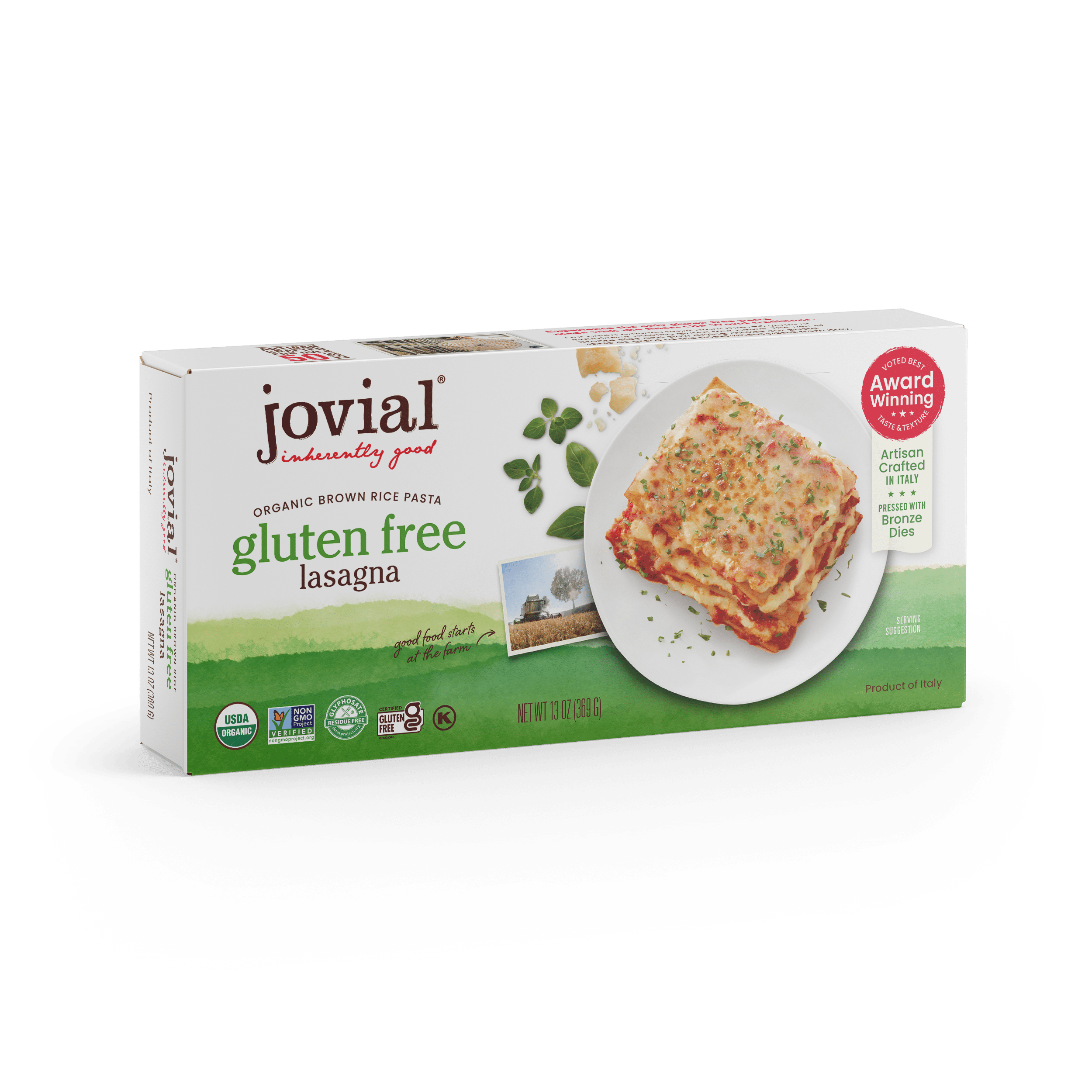 Jovial 100% Organic Gluten Free, Brown Rice, Lasagna Pasta, 9 oz