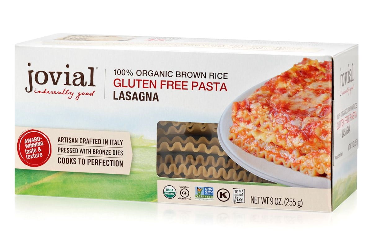 Jovial 100% Organic Gluten Free Brown Rice Lasagna Pasta, 9 oz