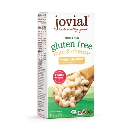 Jovial 100% Organic Gluten Free White Cheddar Box Mac & Cheese, Packaged Meal, 6 oz