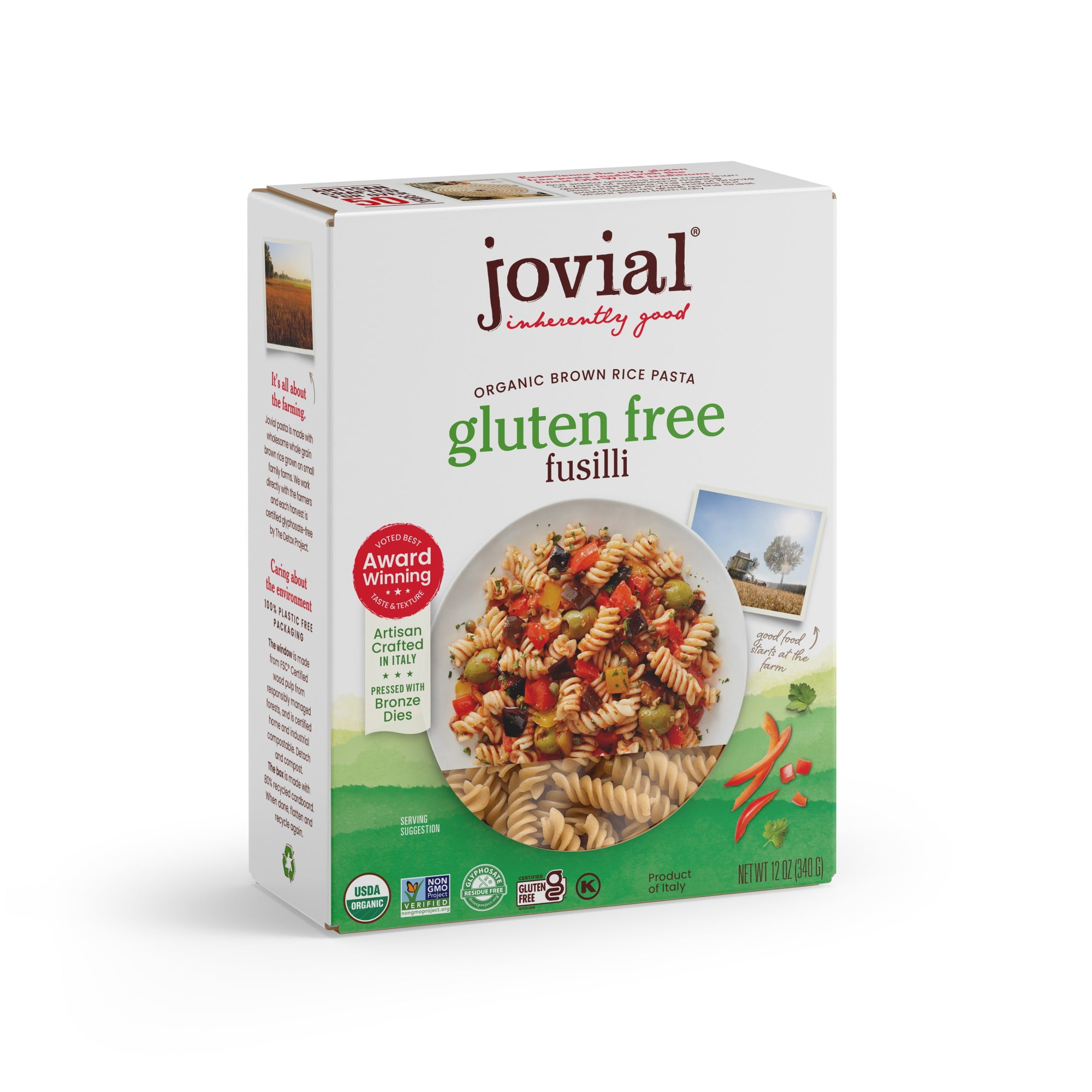 Jovial Pasta Organic Gluten Free Brown Rice Fusilli,12 oz