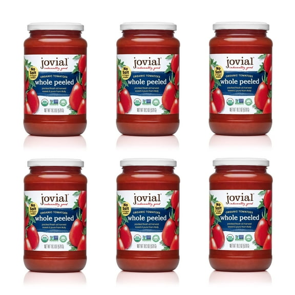 Jovial Diced Tomatoes - Organic Tomatoes, Non-GMO, USDA Certified Organic, No Additives, BPA-Free, No Added Sugar, No Salt Added, Recyclable Glass, Made in Italy - 18.3 Oz, 6 Pack