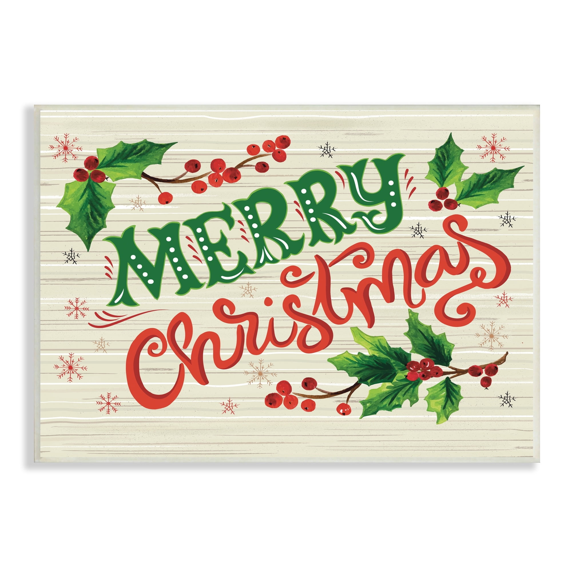 Jovial Merry Christmas Text Holly Berry Botanicals Inspirational Graphic Art Unframed Art Print Wall Art