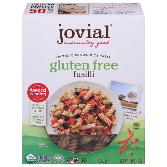 Jovial Organic Brown Rice Pasta Gluten Free Fusilli - 12 oz (Packaging May Vary)