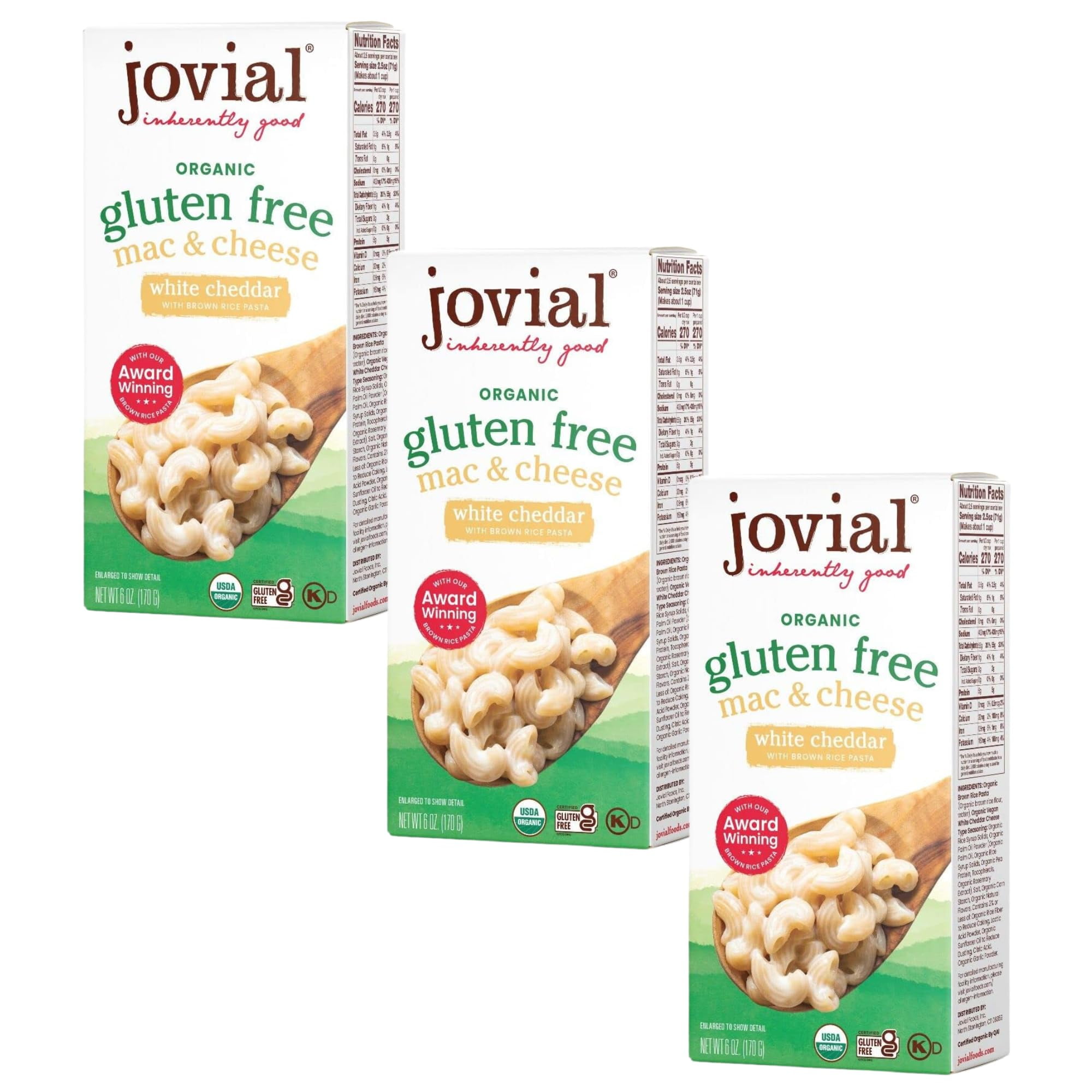 Jovial Organic Gluten Free White Cheddar Mac and Cheese Whole Grain