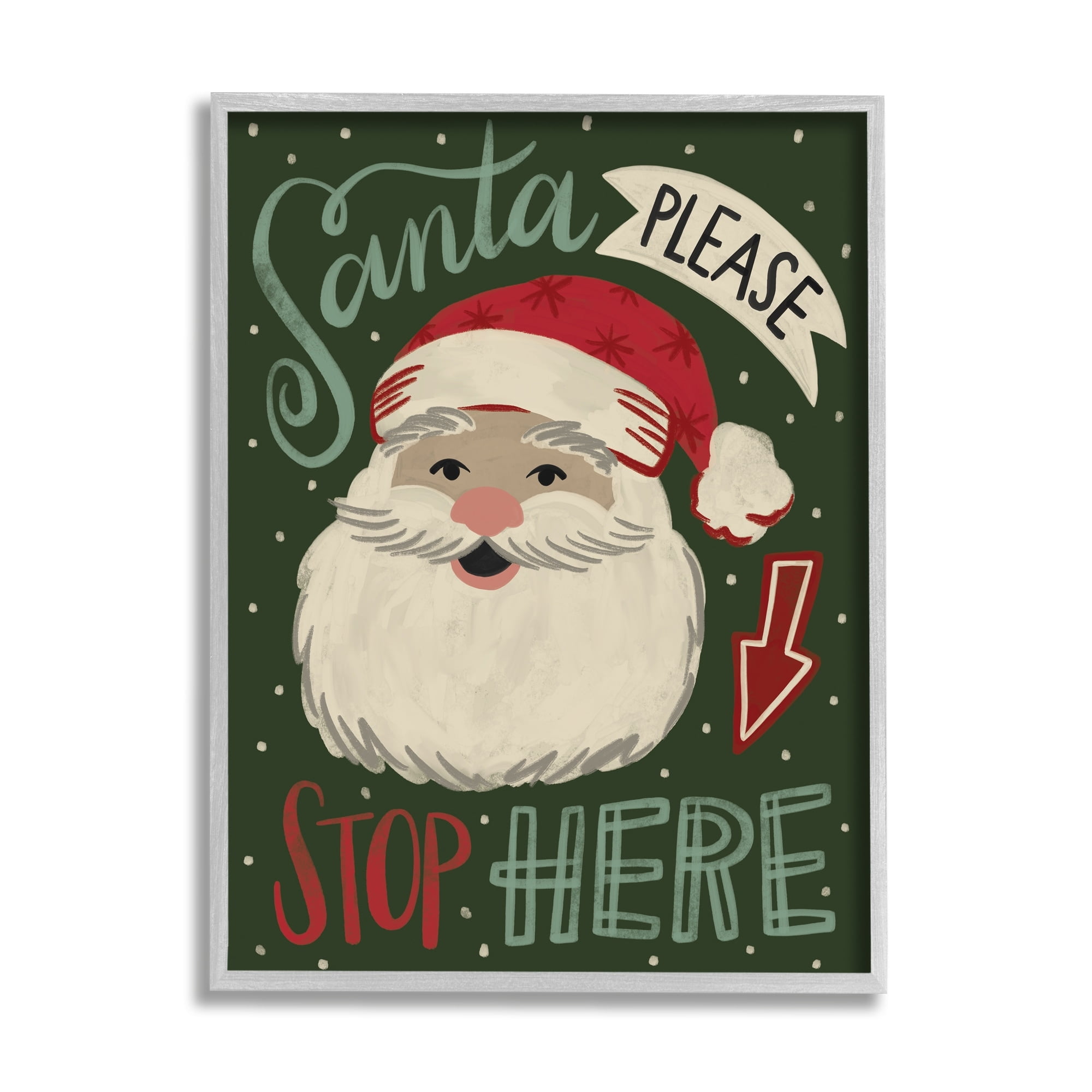 Jovial Santa Claus Polka Dot Pattern Calligraphy Sign Holiday Graphic Art Framed Art Print Wall Art