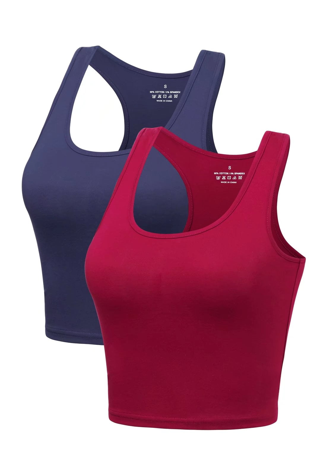 Joviren Cotton Workout Crop Tank Top for Women Racerback Yoga Tank Tops  Athletic Sports Shirts Exercise Undershirts 4 Pack Black/White/Blue/Red  Medium