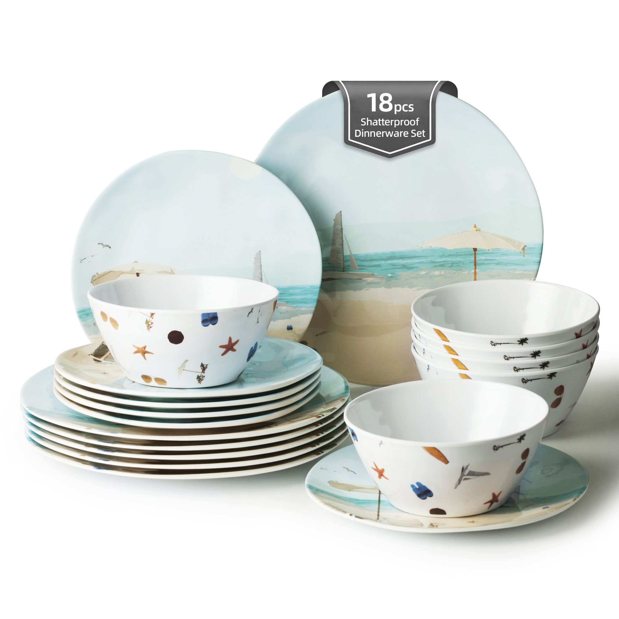 Joviton HOME Summer Dishes 18PCS Melamine Dinnerware Sets for