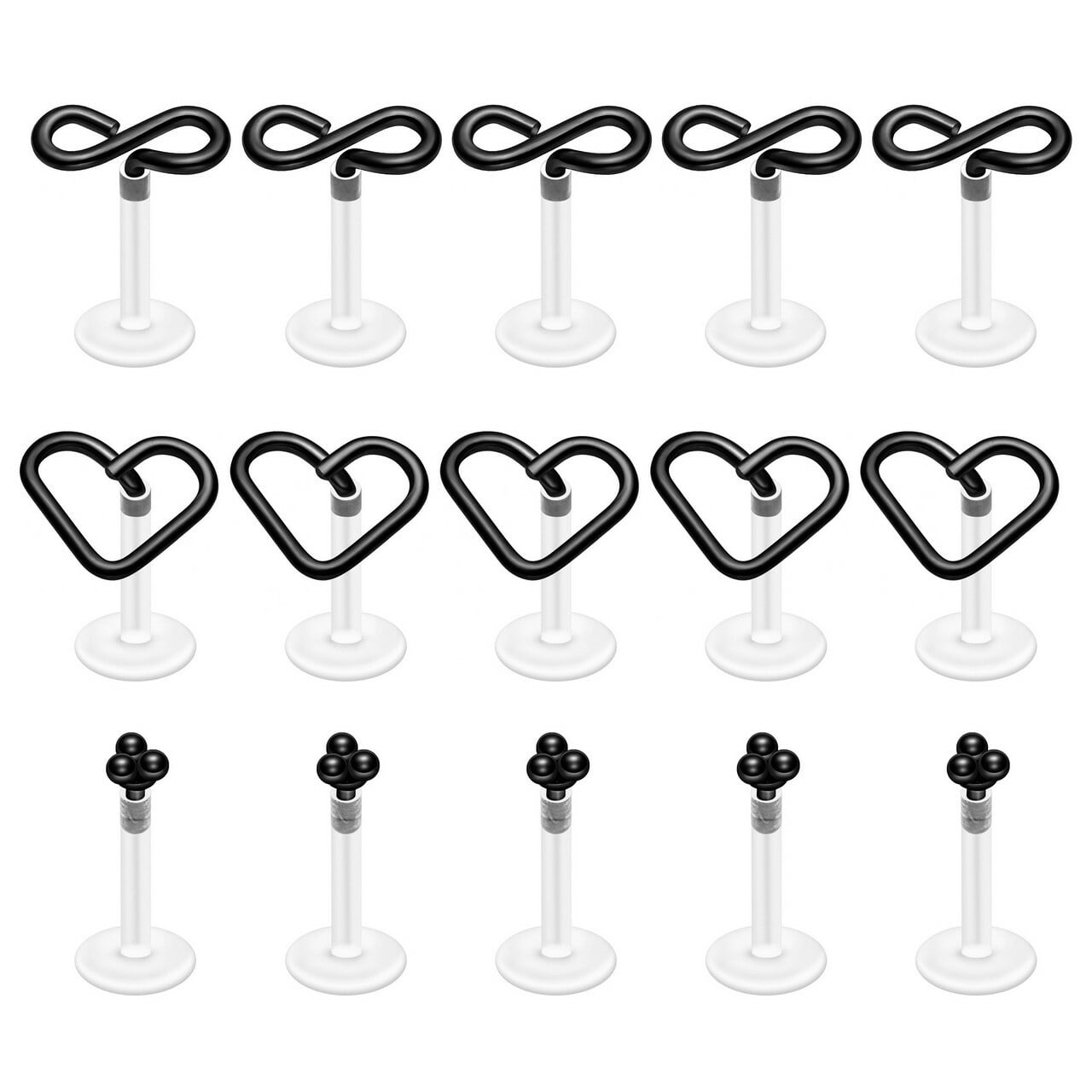 Retainer Per Piercing In Plastica 16G - Flessibile, Per Cartilagine, Naso, Labbro E Sopracciglia, Set Assortito - Foto 3