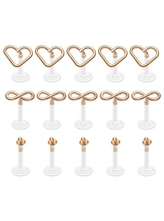 PiercingArt 24pcs Plastic Earrings for Sensitive Ears Silicone Medical Clear Tragus Cartilage Daith Studs Retainers 16g